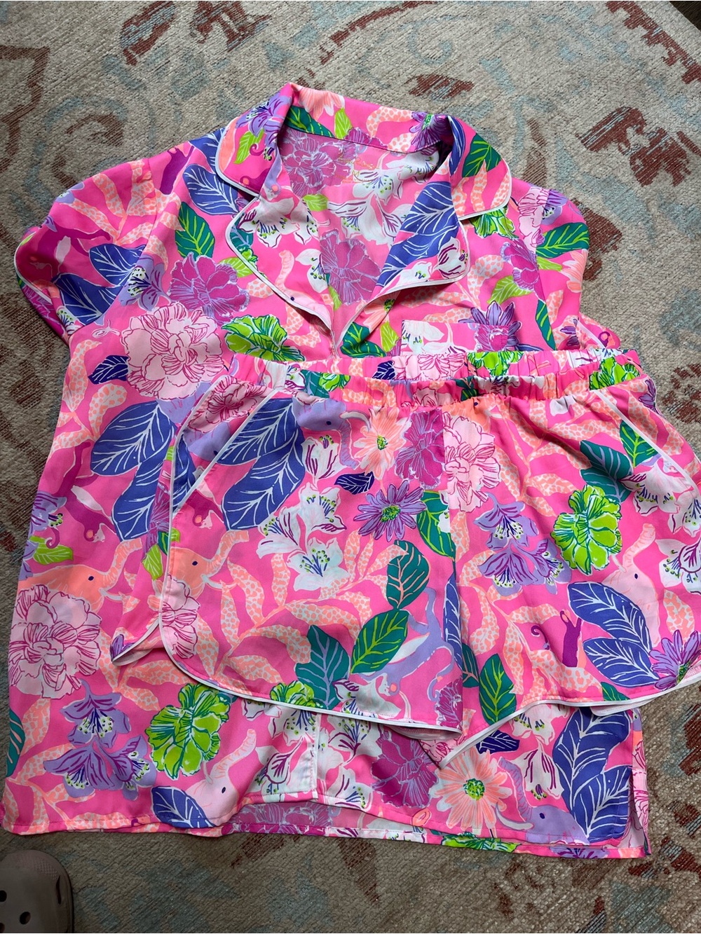 Lilly Pulitzer Pink Floral Short Pajama Set